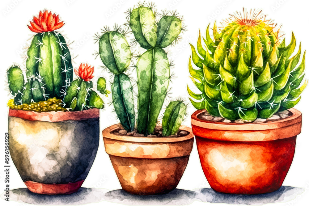 Cactus watercolor, cacti plant hand drawn Cactus watercolor, cacti plant hand drawn