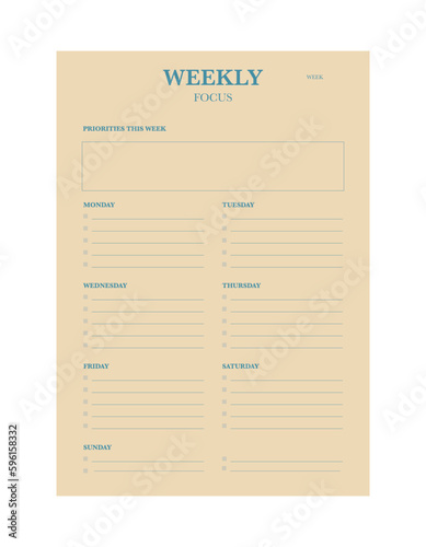 week, daily planner. Plan your day make dream happen.	