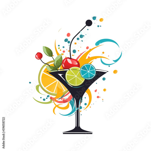 А refreshing fruit drink that is popular in the summer. Cocktail illustration isolated vector. logo