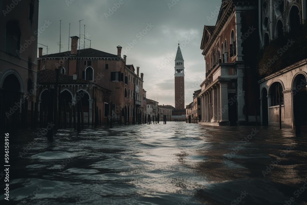 A view of Venice during the early 1800s. Generative AI