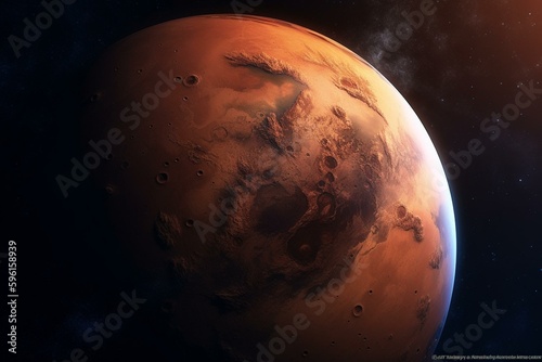 Realistic Mars 3D scenery, stunning artwork concept. Generative AI