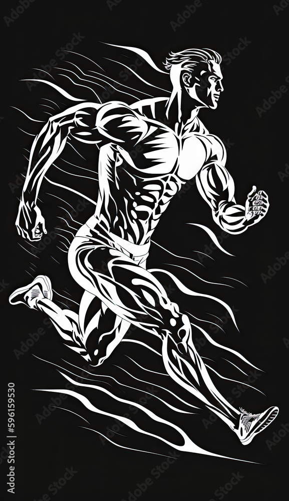 Fototapeta premium running monochrome, AI Generative