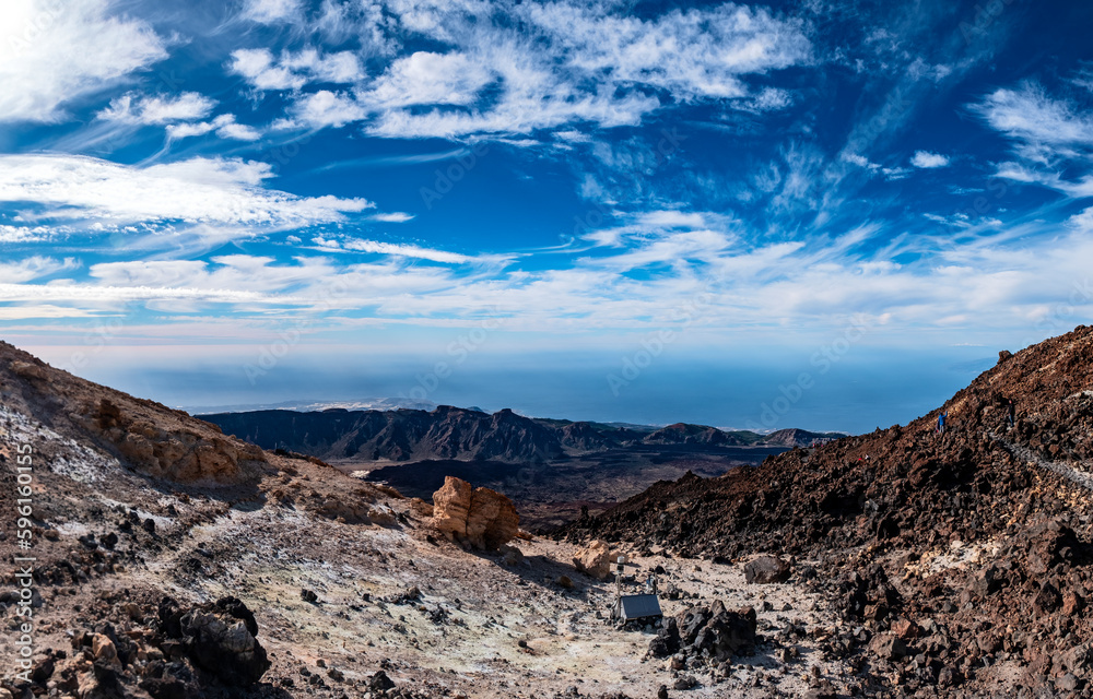 Panoramic view of Teide National Park from Volcano El Teide Tenerife, Canary Islands, Spain