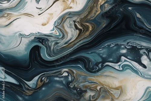 Luxurious abstract ocean-inspired art with swirling marble-like patterns and rippling agate-like designs. Generative AI