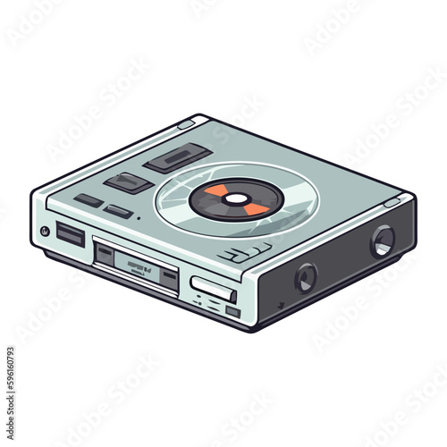 Old fashioned turntable playing audio cassette at nightclub party