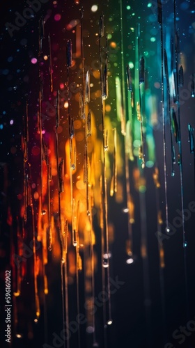 Fotografia, Obraz microscopic colored sparks raining drops deep hanging ceiling melting grayish pa