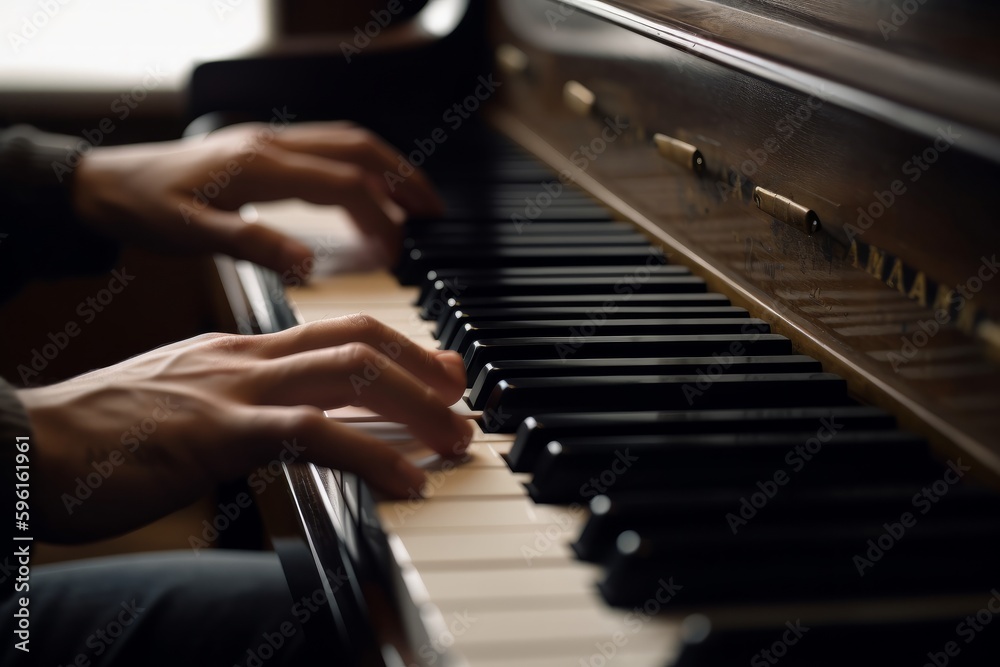Fototapeta premium Close-up of Hands Playing the Piano