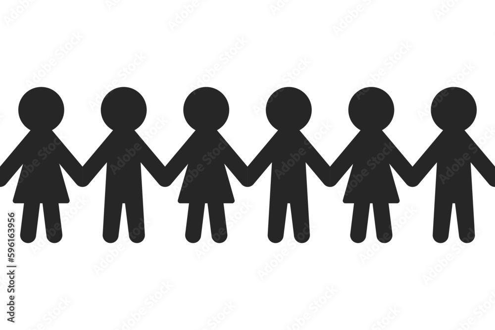 Chain of paper people or doll chain in repeating pattern as vector Chain of paper people or doll chain in repeating pattern as vector