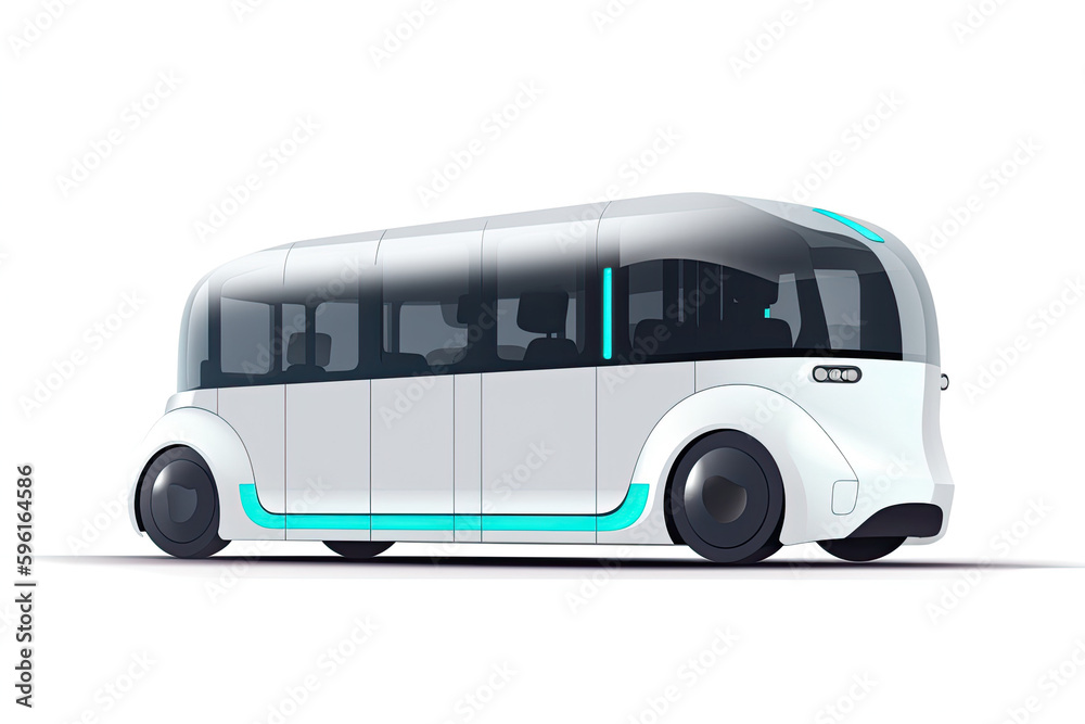 Smart Autonomous Electric self driving bus, Driverless, Smart autonomous public transport, illustration, Generative AI