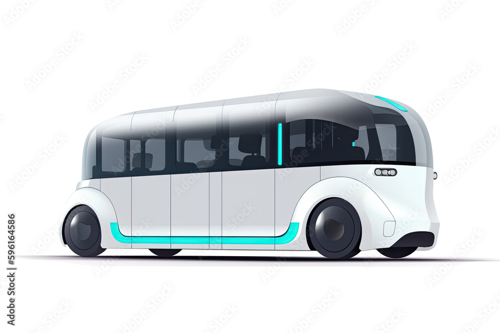 Smart Autonomous Electric self driving bus, Driverless, Smart autonomous public transport, illustration, Generative AI Smart Autonomous Electric self driving bus, Driverless, Smart autonomous public transport, illustration, Generative AI