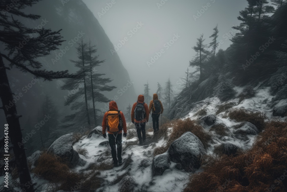 Hiking in a blizzard, a cold and challenging journey