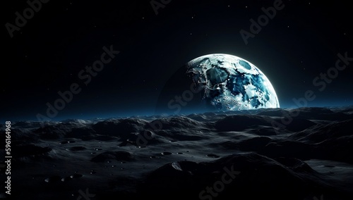 Captivating sight: outer planet moon in darkness photo