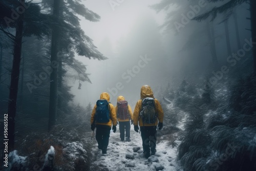 Hiking in a blizzard, a cold and challenging journey