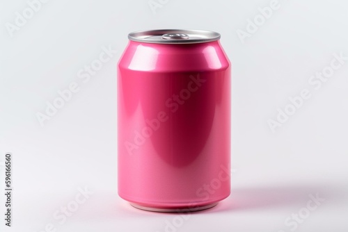 Pink can isolated on white background. Generative AI