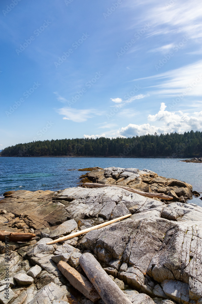 Rocky Shore on West Coast of Pacific Ocean in Nanoose Bay. Vancouver