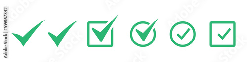 Green collection of check mark. Tick vector icon,Approval checkmark, accept the right choice. Approval checkmark