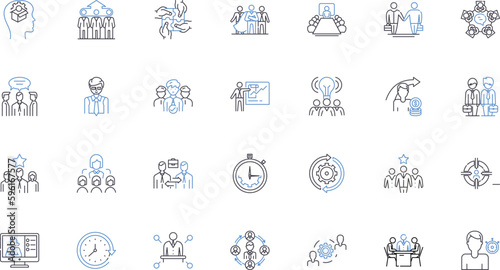 Financial reporting line icons collection. Balance, Profitability, Income, Assets, Liabilities, Equity, Cash vector and linear illustration. Forecasting,Analysis,Disclosure outline signs Generative AI