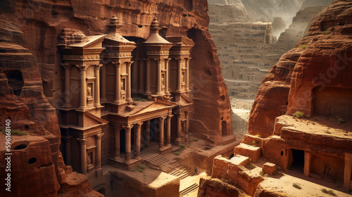 Petra. Jordan. Breathtaking travel destination place. Generative AI