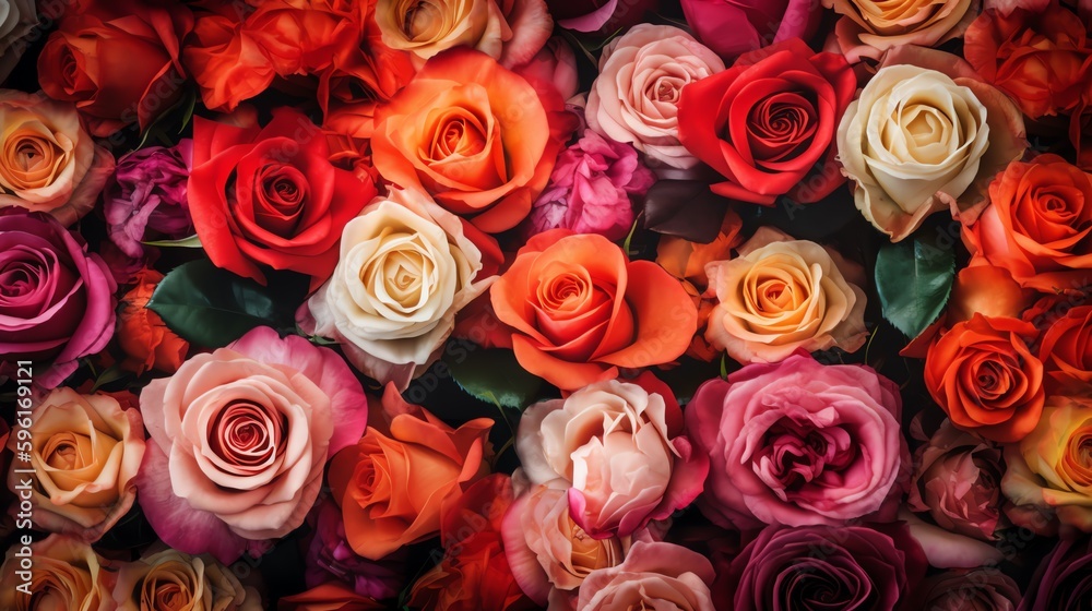 colored roses background - generative ai colored roses background - generative ai