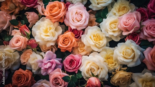 colored roses background - generative ai © Ahmed Shaffik