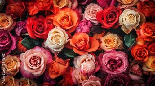 colored roses background - generative ai