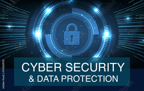 Cybersecurity and data protection banner. Future cyber technology web services for business and internet projects. Security cyber digital concept, Vector.