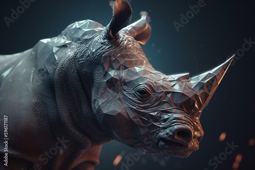 Lively rhino - digital artwork. Generative AI