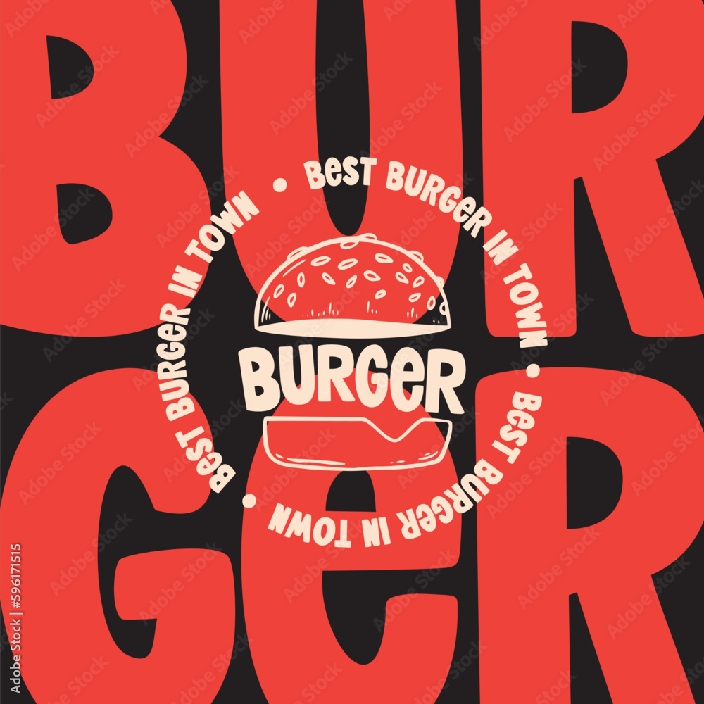 Naklejka premium Hand drawn burger vector doodle. Hamburger sketch illustration for print, web and infographics.