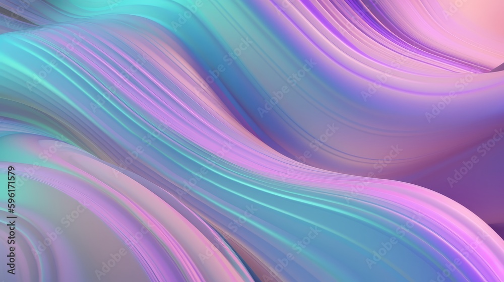 Pastel colored holographic abstract background. Flow, wavy and Curve style.