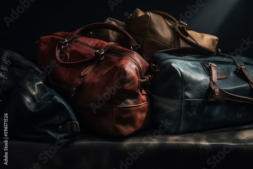 Multiple bags in varying sizes and colors. Generative AI