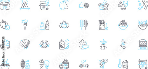 Barbecue pitstop linear icons set. Smokehouse, Grilling, Pitmaster, Brisket, Ribs, Sauce, BBQ line vector and concept signs. Pork,Smoked,Charcoal outline illustrations