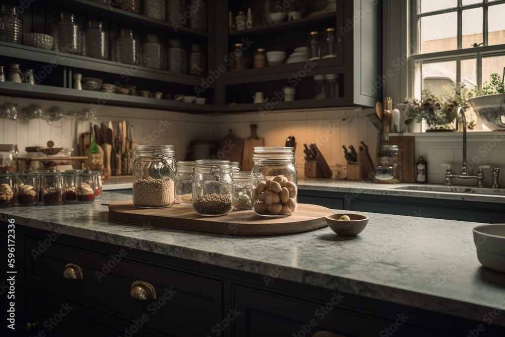 Detail of a kitchen. Generative AI