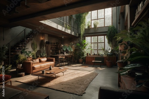 Eco-friendly living space. Generative AI © Renata