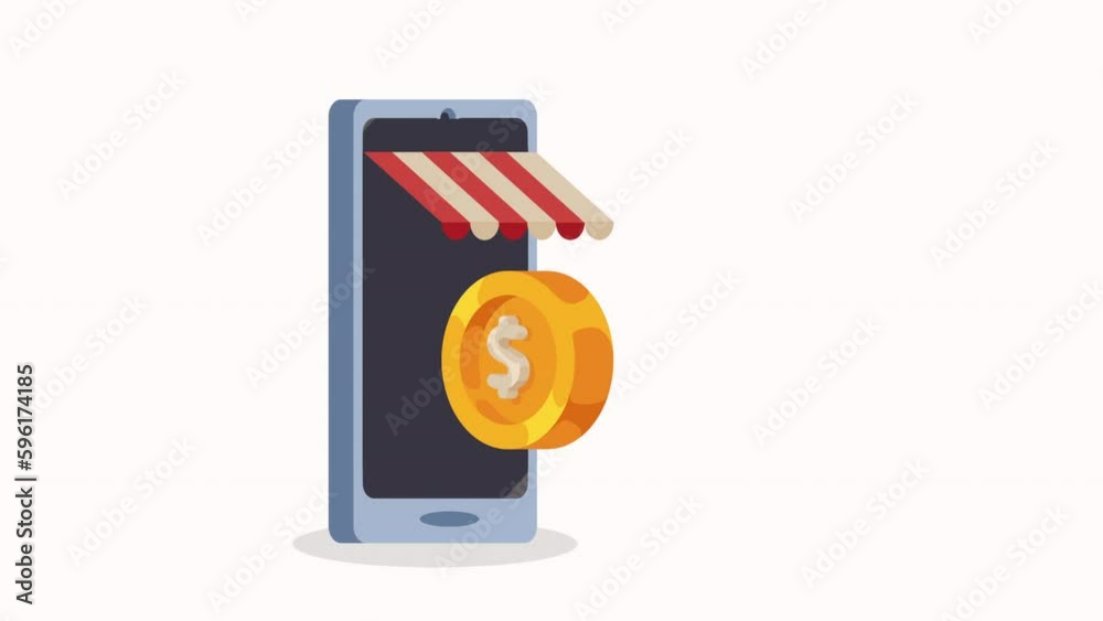 ecommerce with smartphone and parasol animation ecommerce with smartphone and parasol animation