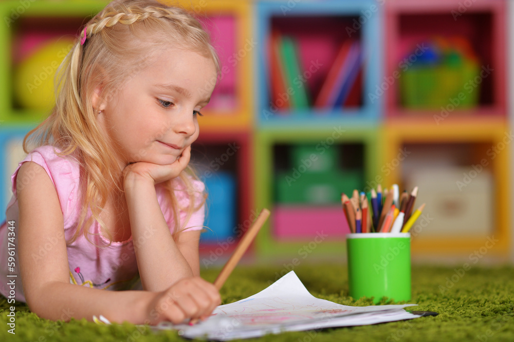 cute little girl drawing at home cute little girl drawing at home
