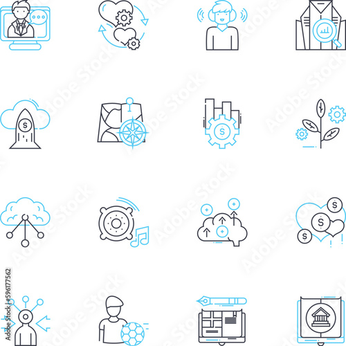 Compassion and activism linear icons set. Empathy, Kindness, Philanthropy, Solidarity, Advocacy, Community, Inclusivity line vector and concept signs. Benevolence,Humanity,Generosity outline