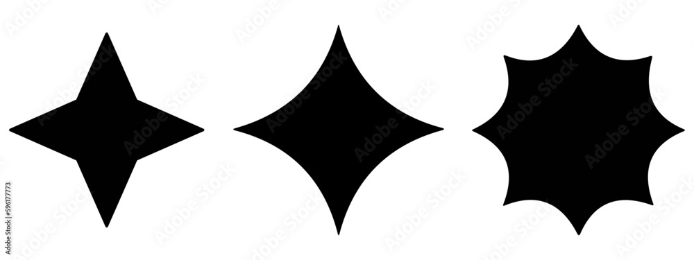 Set of simple geometric shapes. Stars, flowers, sticker starburst shape, badge star Set of simple geometric shapes. Stars, flowers, sticker starburst shape, badge star