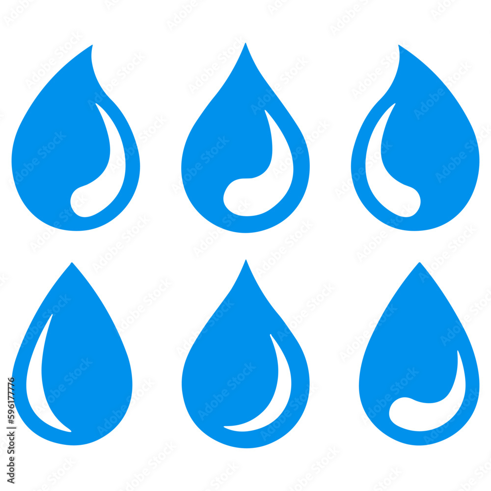 Set of vector water drops icons Set of vector water drops icons