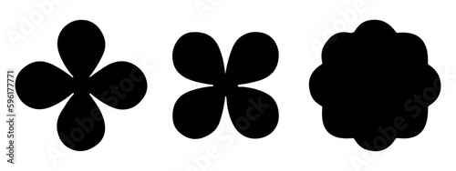 Set of simple geometric shapes. Stars, flowers, sticker starburst shape, badge star