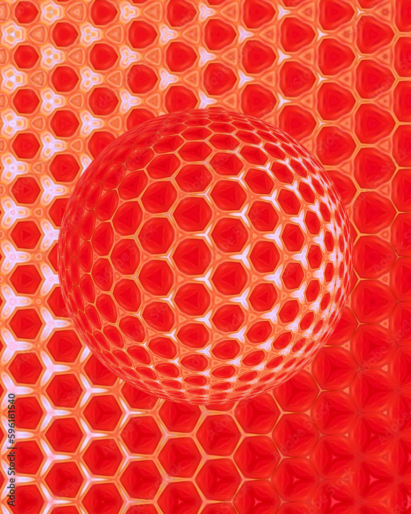 red and white hexagonal sphere in 3D