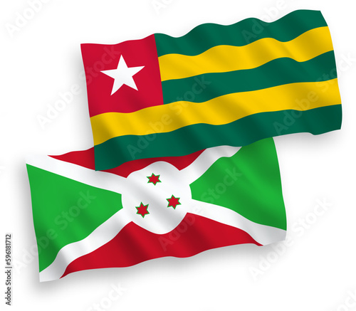 Flags of Togolese Republic and Burundi on a white background