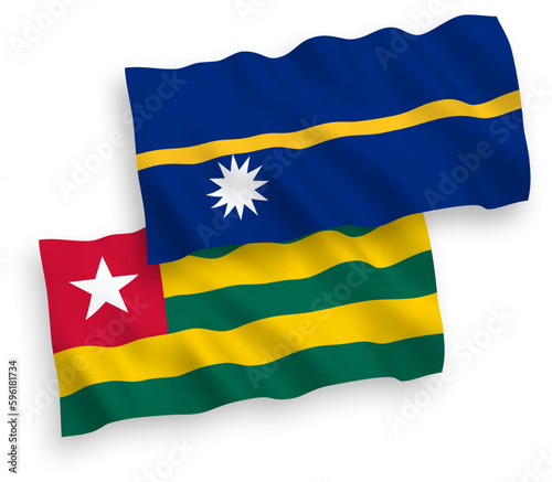 Flags of Togolese Republic and Republic of Nauru on a white background