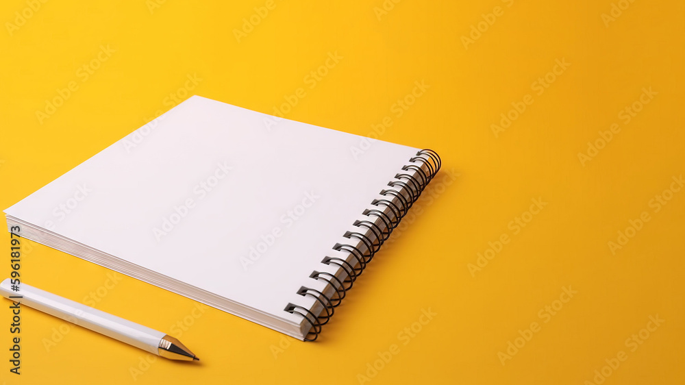 White notepad on yellow background (AI Generated) White notepad on yellow background (AI Generated)