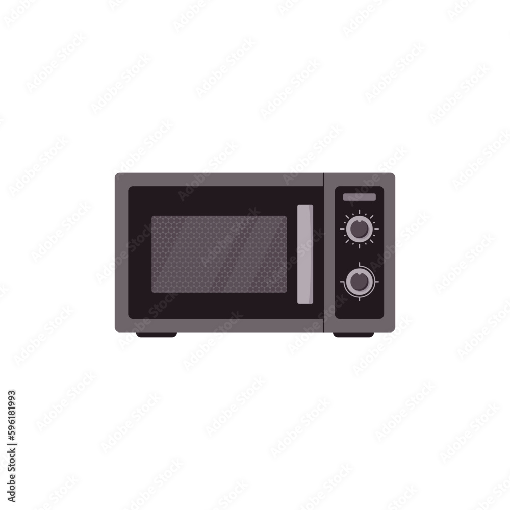 Obraz premium Microwave oven flat vector illustration isolated on white background.