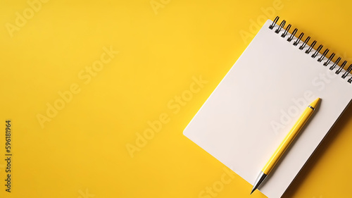 White notepad on yellow background (AI Generated)