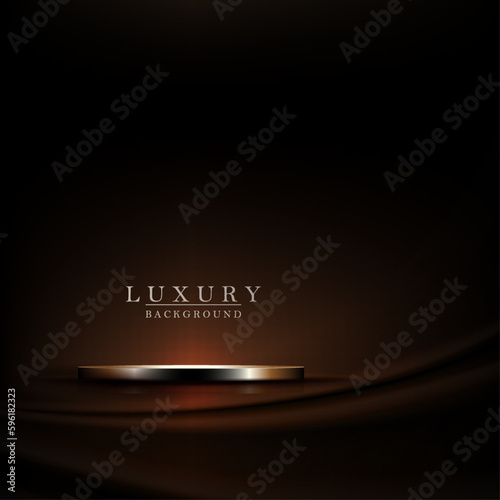 Dark brown illustration, isolated round shiny podium