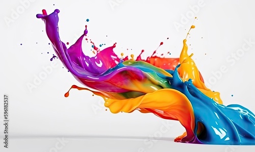 Colorful paint splashes on a white background Creating using generative AI tools