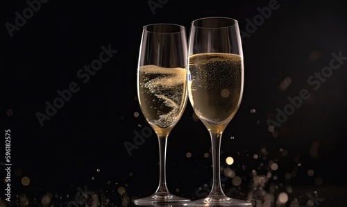 Celebrating New Year Eve with champagne and a toast Creating using generative AI tools