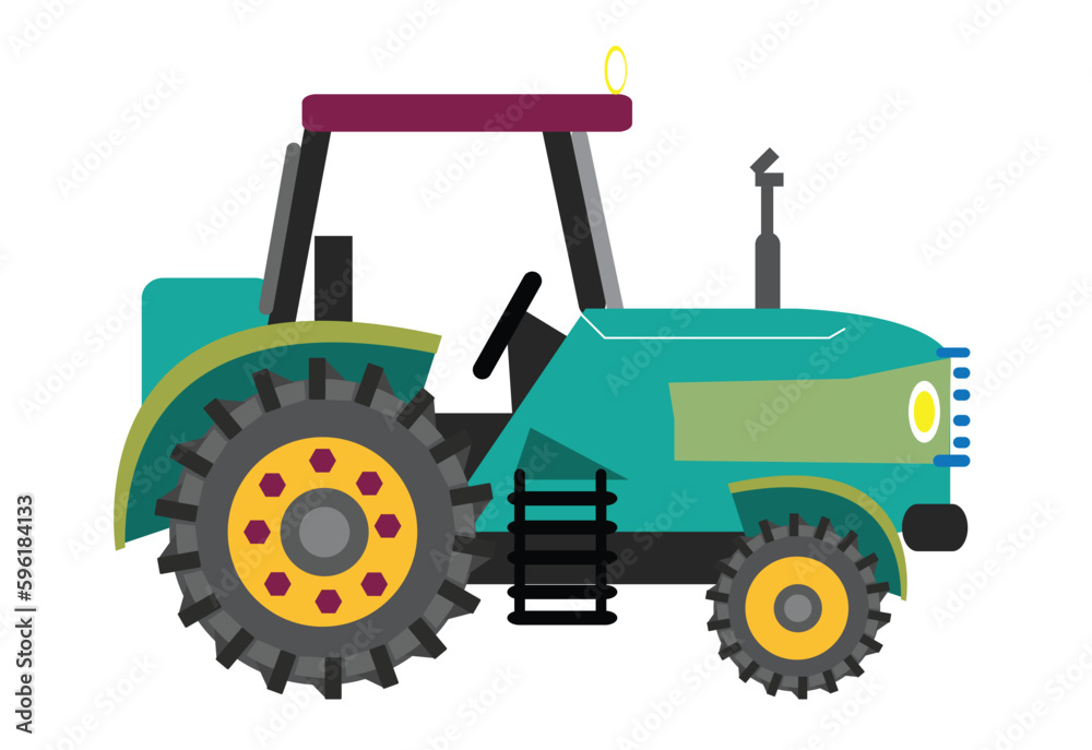 Obraz premium Agricultural Tractor flat artwork concept. Editable Clip Art.