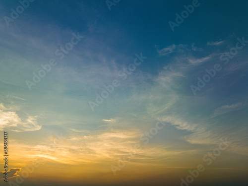 Sunset in the sky. Beautiful red sunset over the ocean.